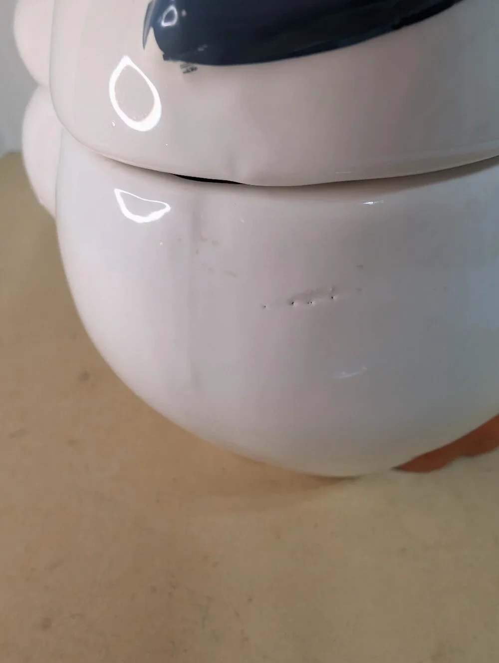Goose Cookie Jar Blue Bow VTG Grandma Core Cottage Decor 80s Kitchen Ceramic